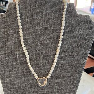 Elegant Pearl Heart Necklace